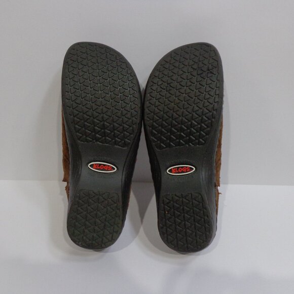 KLOGS Womens Brown Leather Suede Embroid Floral Mules Shoes Slip Resistant Sz 7M - Picture 7 of 7